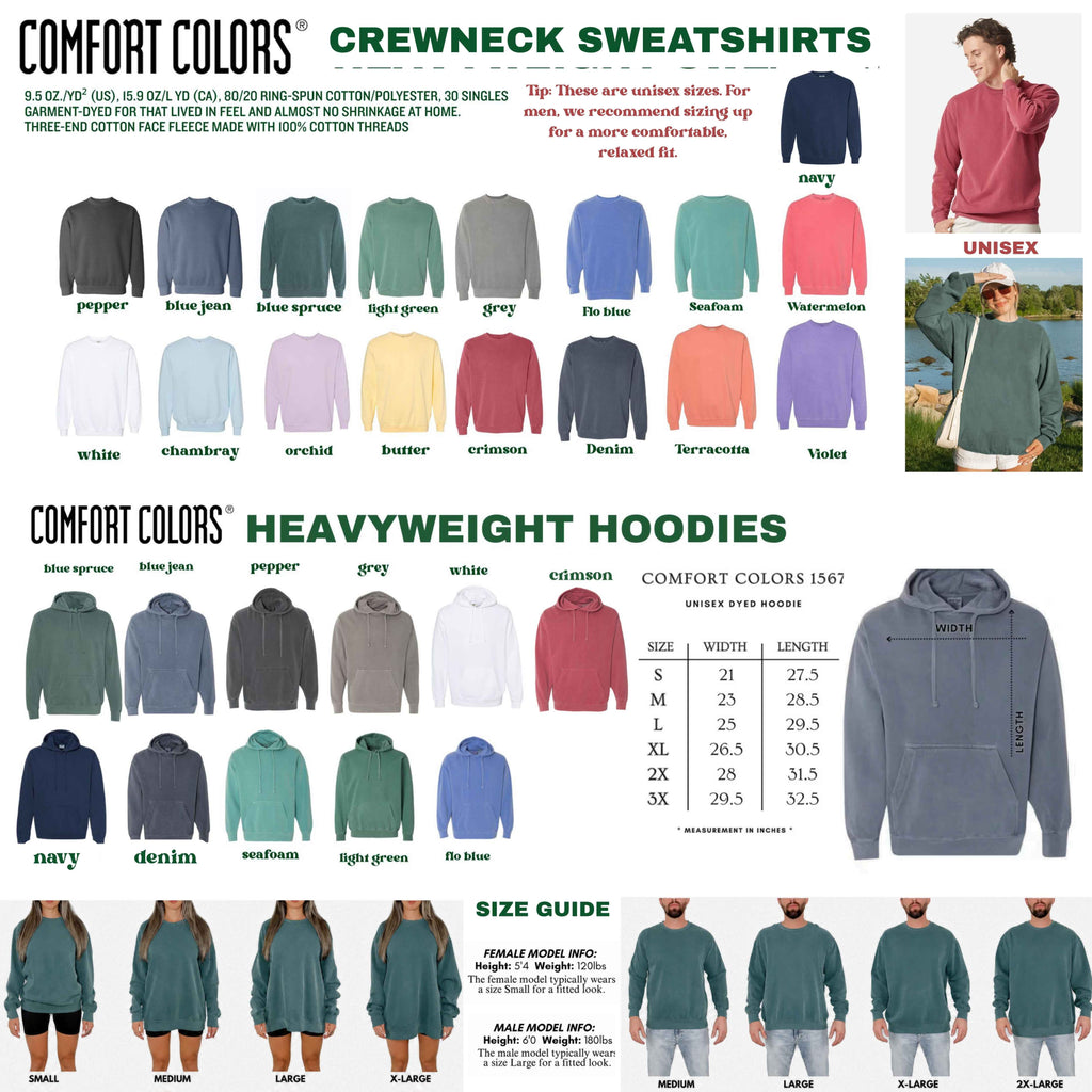 The image is a collection of various crew neck sweatshirts and lightweight hoodies in different colors, sizes, and styles, presented in a visually appealing manner.