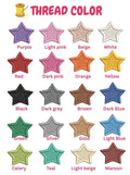 a collection of 16 different colored stars, each with a corresponding color name written below it.