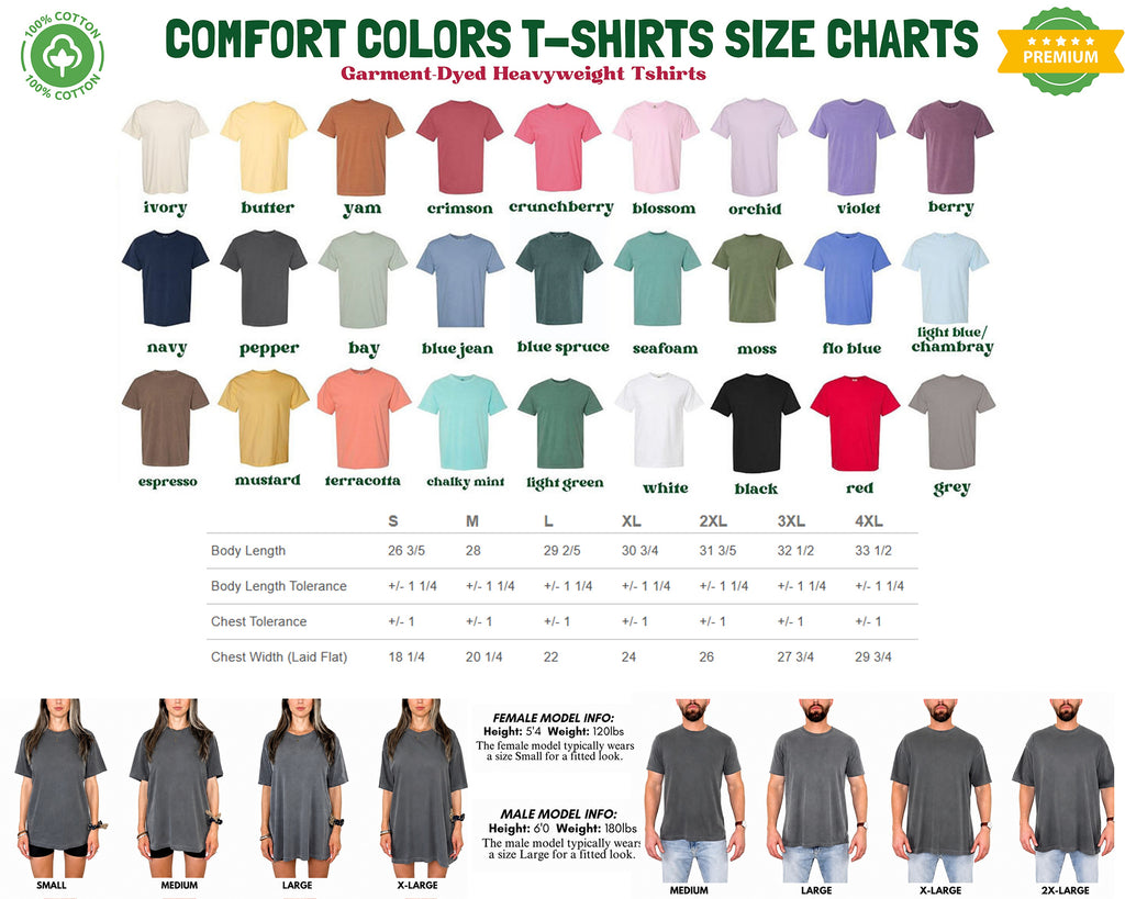 men's t - shirts sizes chart with different colors