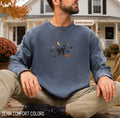 Witchy Cat with Broomstick Comfort Colors® Embroidered Sweatshirt